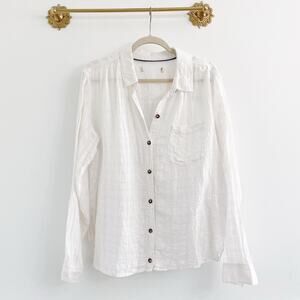 Anthropologie White Button-Down Long-Sleeve Shirt